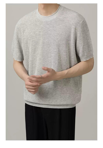 Zhou Comfy Ribbed Knit T-Shirt-korean-fashion-T-Shirt-Zhou's Closet-OH Garments