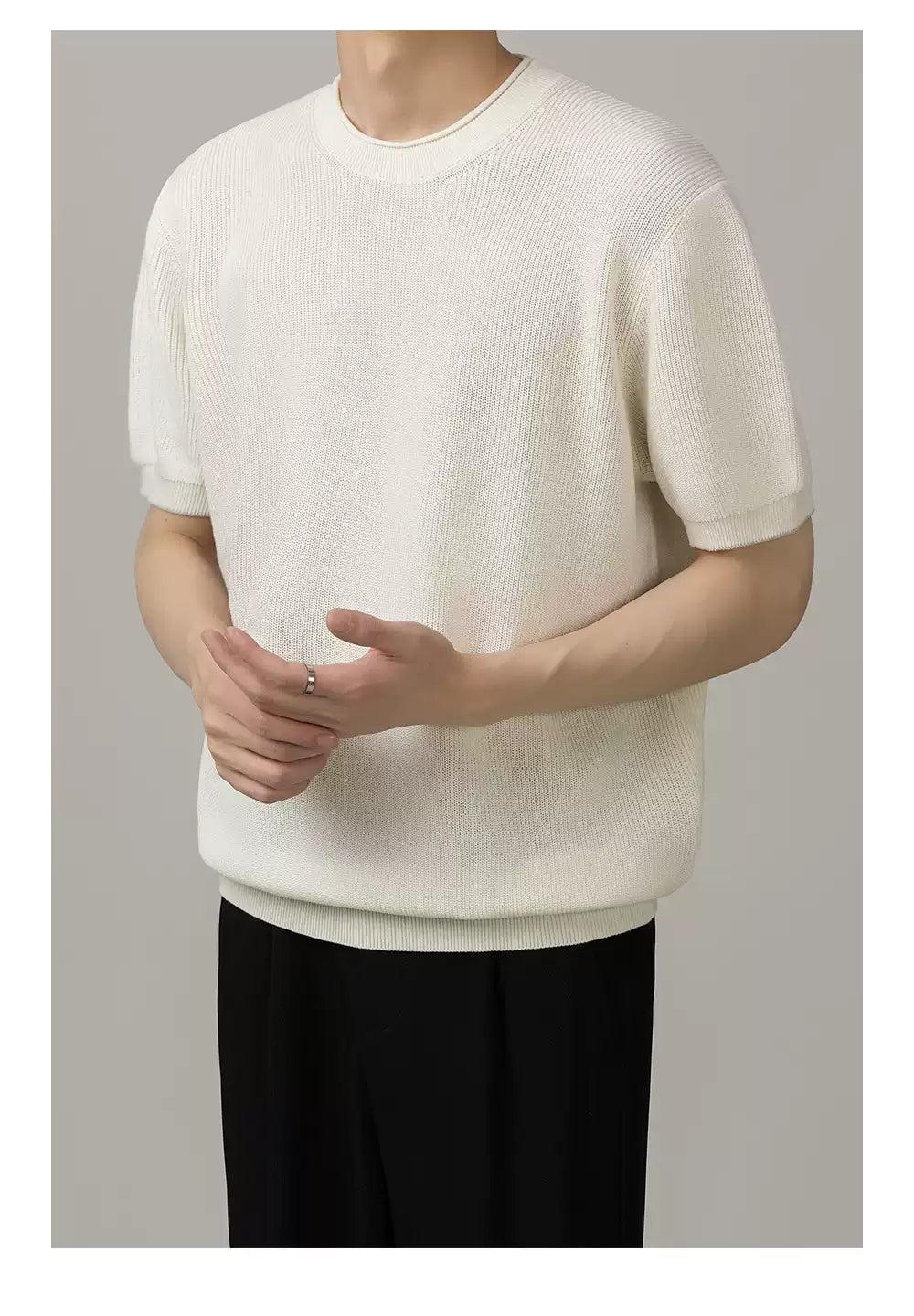 Zhou Comfy Ribbed Knit T-Shirt-korean-fashion-T-Shirt-Zhou's Closet-OH Garments