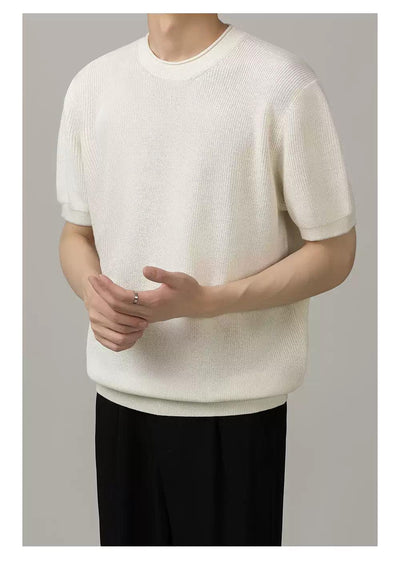 Zhou Comfy Ribbed Knit T-Shirt-korean-fashion-T-Shirt-Zhou's Closet-OH Garments