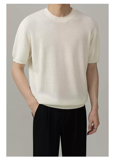 Zhou Comfy Ribbed Knit T-Shirt-korean-fashion-T-Shirt-Zhou's Closet-OH Garments