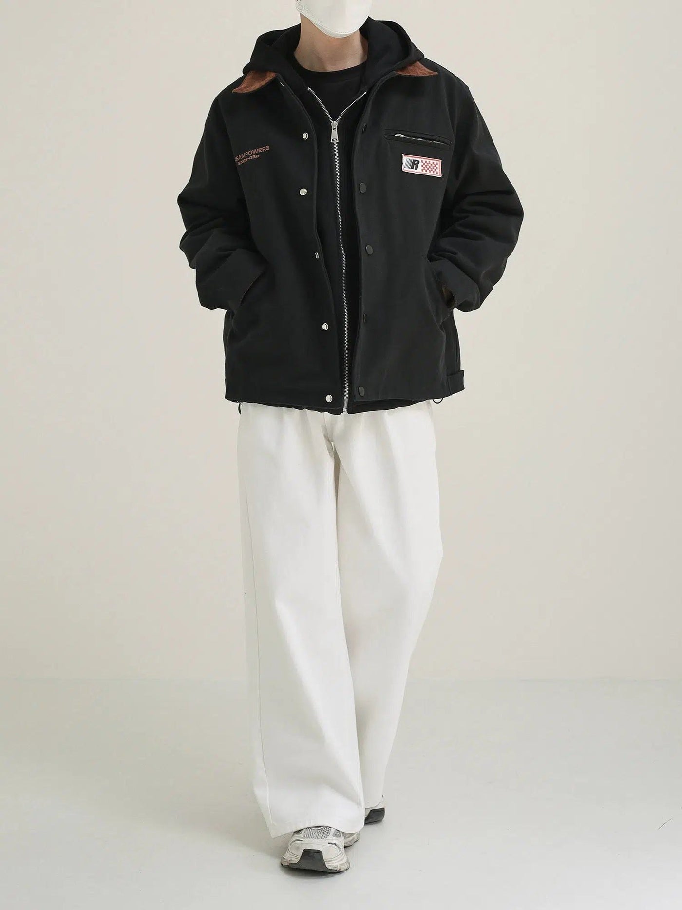 Zhou Contrast Buttoned & Zipped Jacket-korean-fashion-Jacket-Zhou's Closet-OH Garments