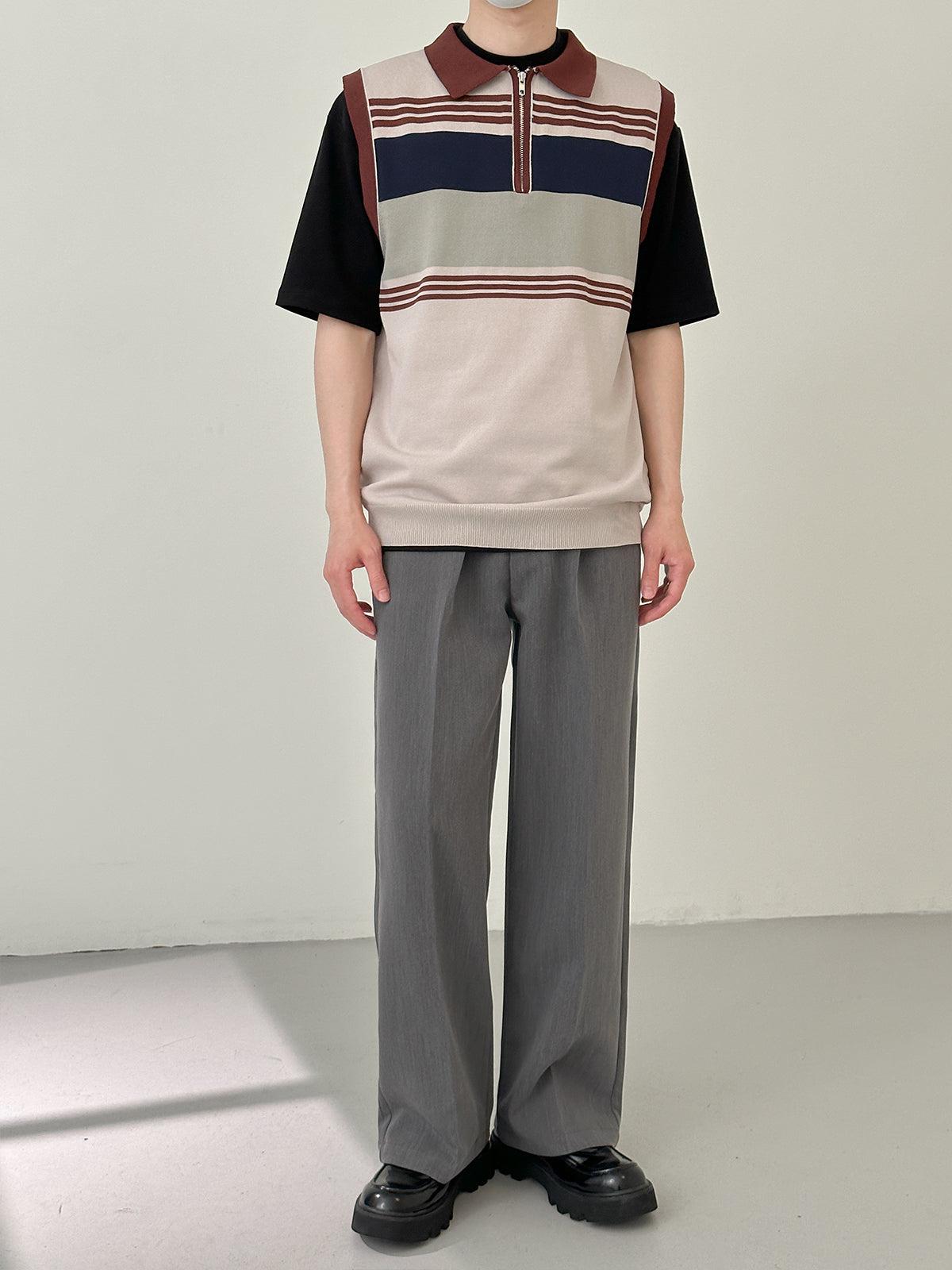 Zhou Contrast Detail Sleeveless Polo-korean-fashion-Vest-Zhou's Closet-OH Garments
