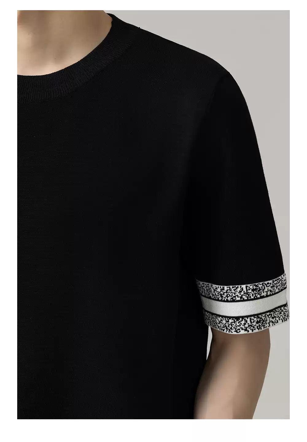 Zhou Contrast Hem Sleeve Knit T-Shirt-korean-fashion-T-Shirt-Zhou's Closet-OH Garments