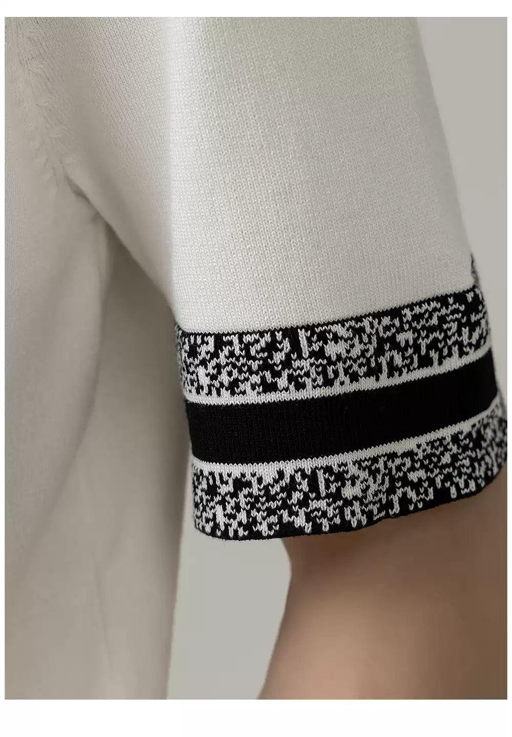 Zhou Contrast Hem Sleeve Knit T-Shirt-korean-fashion-T-Shirt-Zhou's Closet-OH Garments