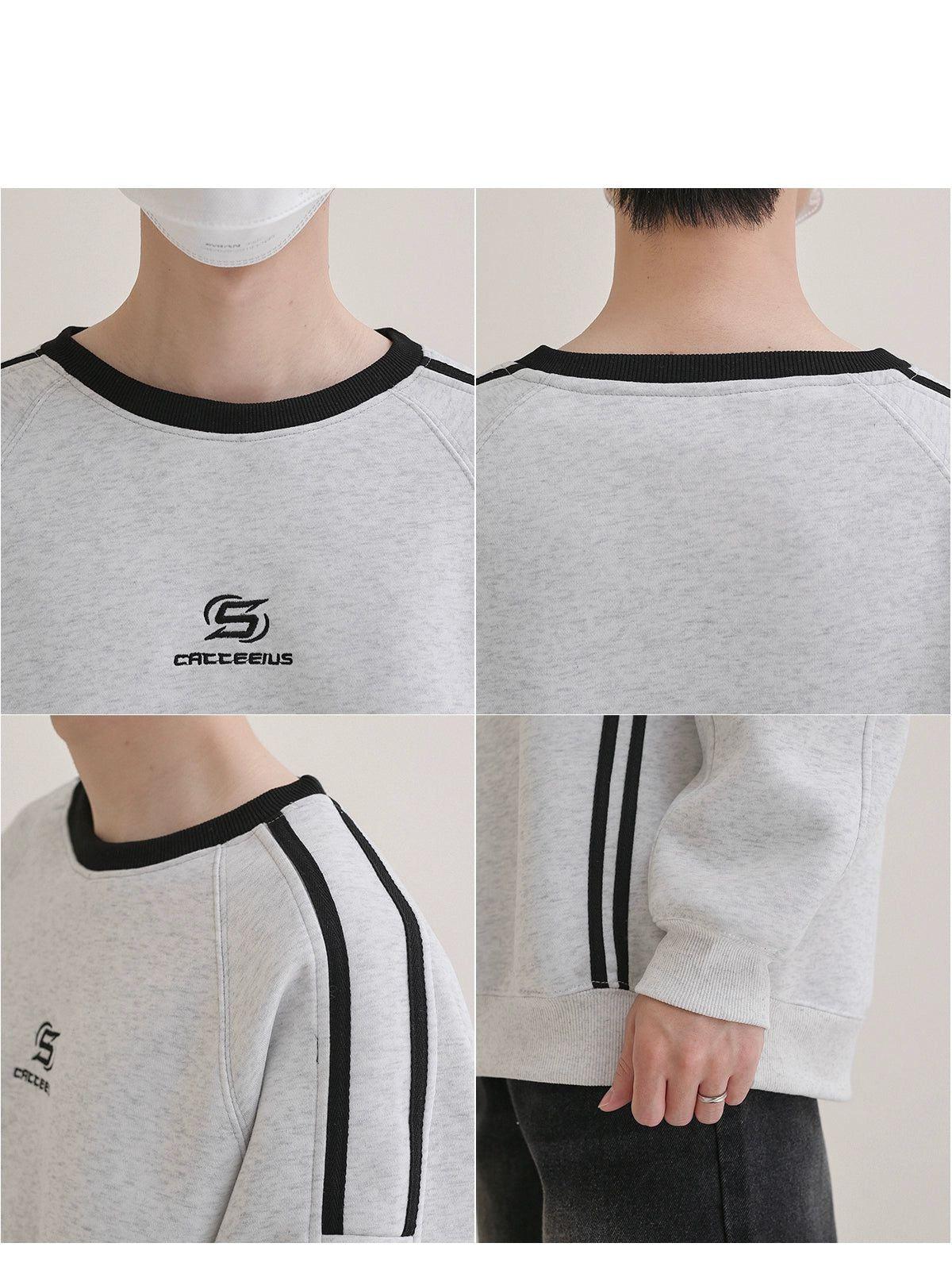 Zhou Contrast Lines Comfty Crewneck-korean-fashion-Crewneck-Zhou's Closet-OH Garments