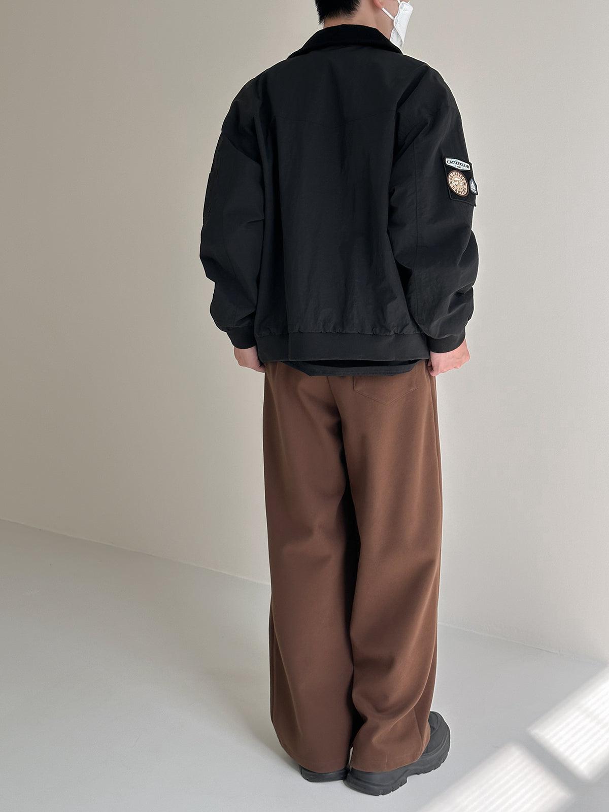 Zhou Contrast Logo Embroidery Zip-Up Jacket-korean-fashion-Jacket-Zhou's Closet-OH Garments