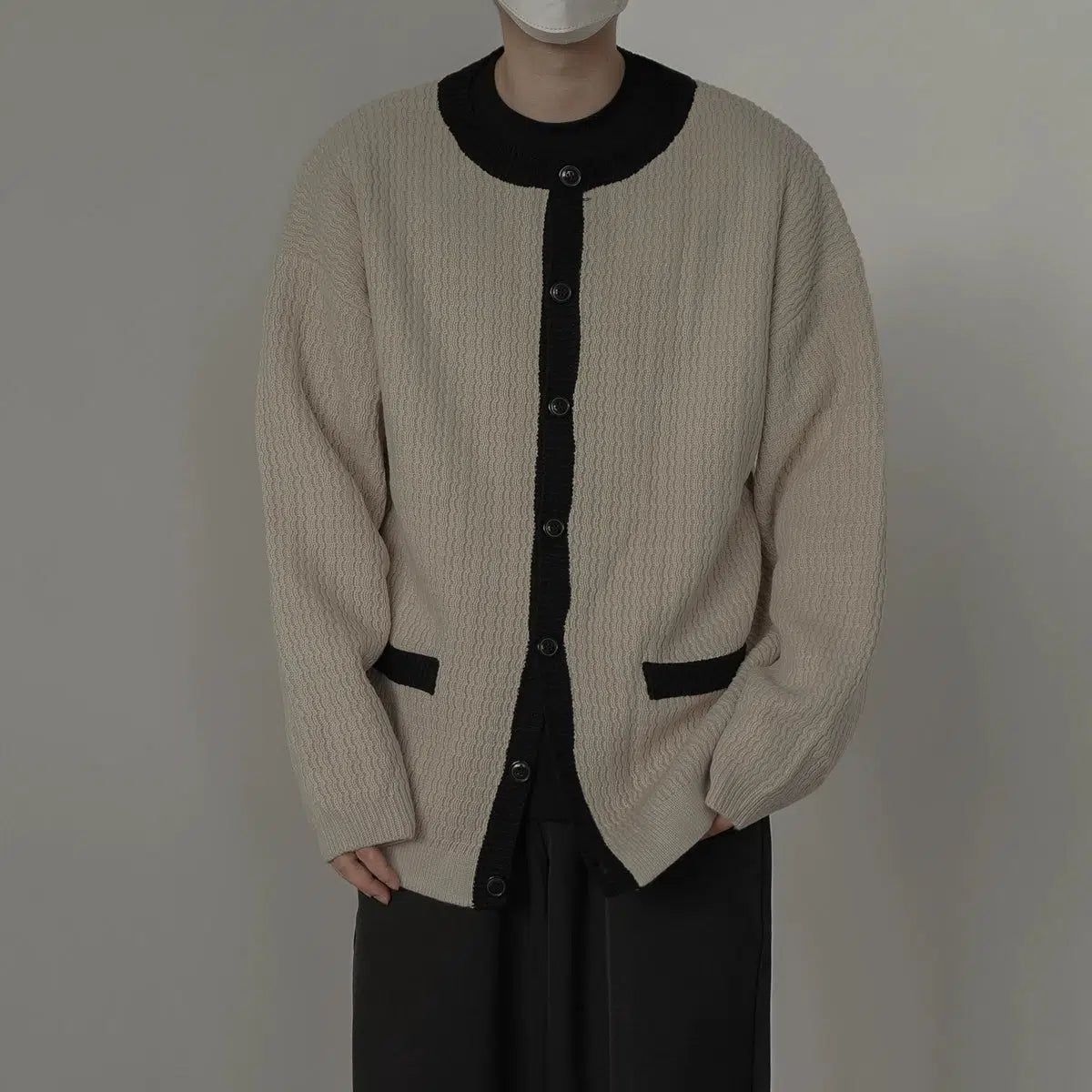 Zhou Contrast Ribbed Knit Cardigan-korean-fashion-Cardigan-Zhou's Closet-OH Garments