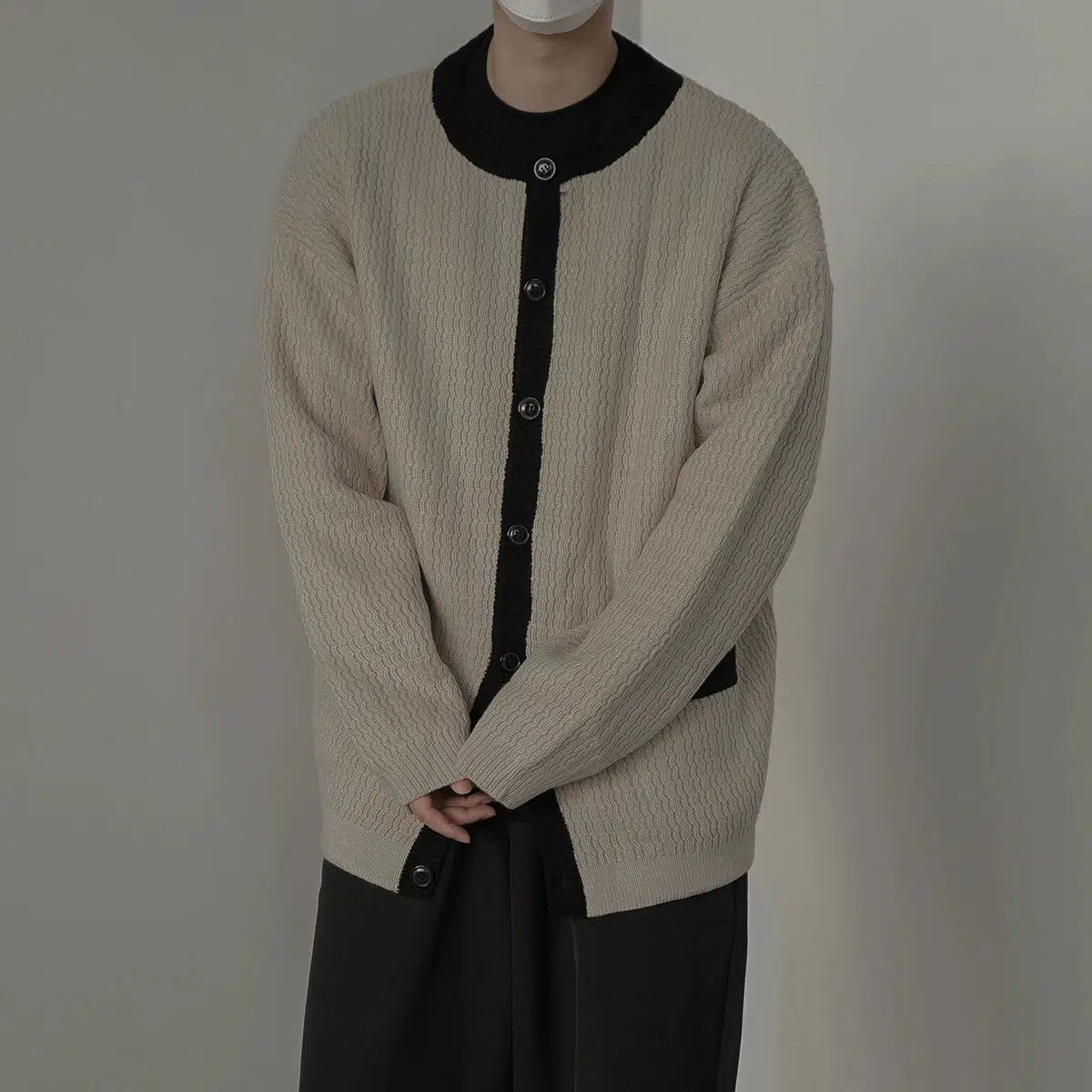 Zhou Contrast Ribbed Knit Cardigan-korean-fashion-Cardigan-Zhou's Closet-OH Garments