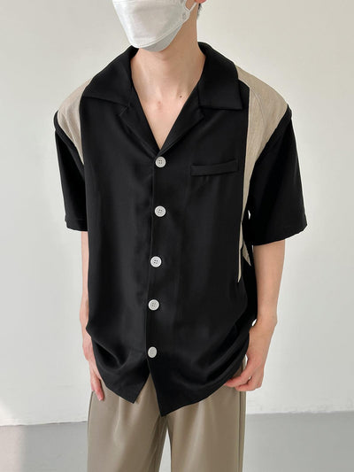 Zhou Contrast Shoulder Blade Buttoned Shirt-korean-fashion-Shirt-Zhou's Closet-OH Garments