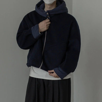 Zhou Contrast Spliced Zip-Up Hoodie-korean-fashion-Hoodie-Zhou's Closet-OH Garments