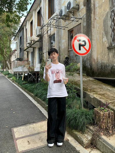 Zhou Contrast Stitched Wide Jeans-korean-fashion-Jeans-Zhou's Closet-OH Garments