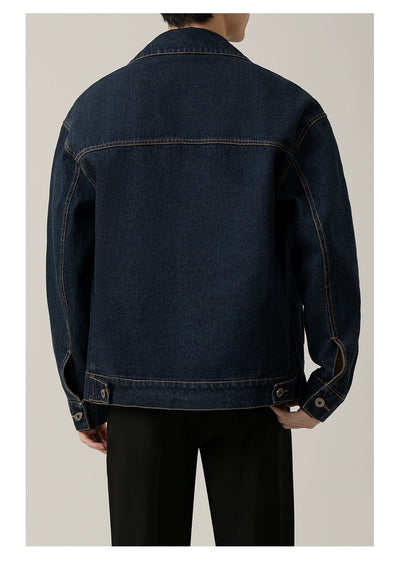 Zhou Contrast Stitches Denim Jacket-korean-fashion-Jacket-Zhou's Closet-OH Garments