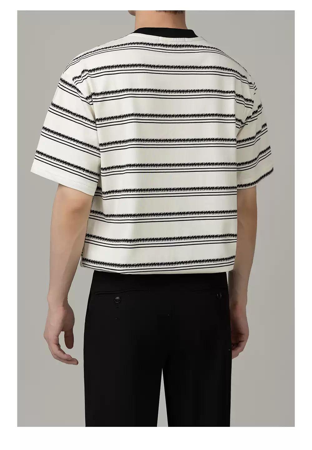 Zhou Contrast Striped T-Shirt-korean-fashion-T-Shirt-Zhou's Closet-OH Garments