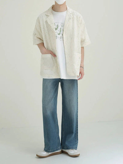 Zhou Contrast Textured Pattern Shirt-korean-fashion-Shirt-Zhou's Closet-OH Garments