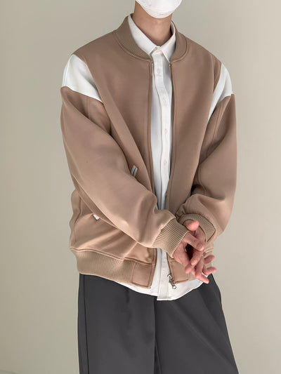 Zhou Contrast Zipped Casual Jacket-korean-fashion-Jacket-Zhou's Closet-OH Garments