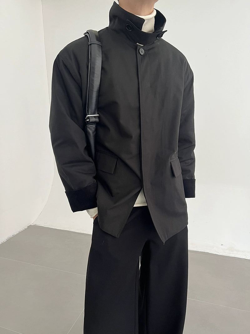 Zhou Corduroy Spliced Collared Jacket-korean-fashion-Jacket-Zhou's Closet-OH Garments