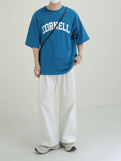 Zhou Cornell Text Print T-Shirt-korean-fashion-T-Shirt-Zhou's Closet-OH Garments