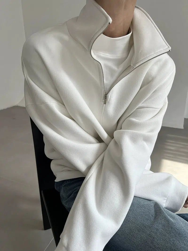 Zhou Cozy Fit High Collar Half-Zip-korean-fashion-Half-Zip-Zhou's Closet-OH Garments