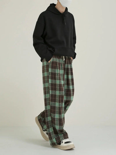 Zhou Cozy Plaid Drawstring Sweatpants-korean-fashion-Pants-Zhou's Closet-OH Garments