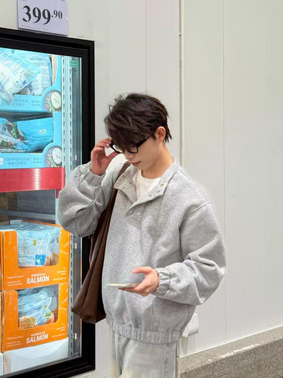 Zhou Cozy Snap Buttoned Crewneck-korean-fashion-Crewneck-Zhou's Closet-OH Garments