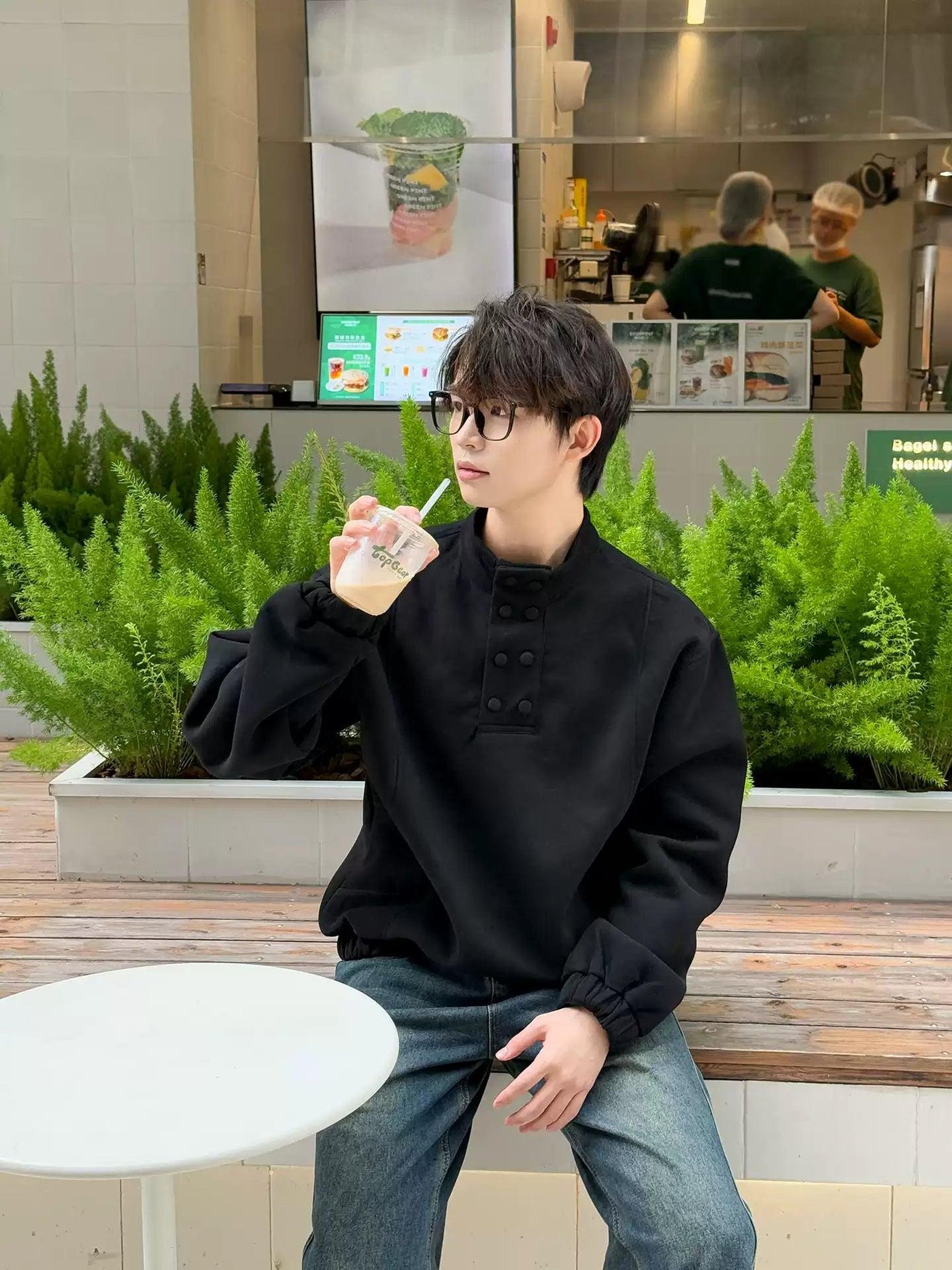 Zhou Cozy Snap Buttoned Crewneck-korean-fashion-Crewneck-Zhou's Closet-OH Garments