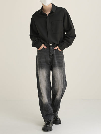 Zhou Crumple Texture Faded Jeans-korean-fashion-Jeans-Zhou's Closet-OH Garments