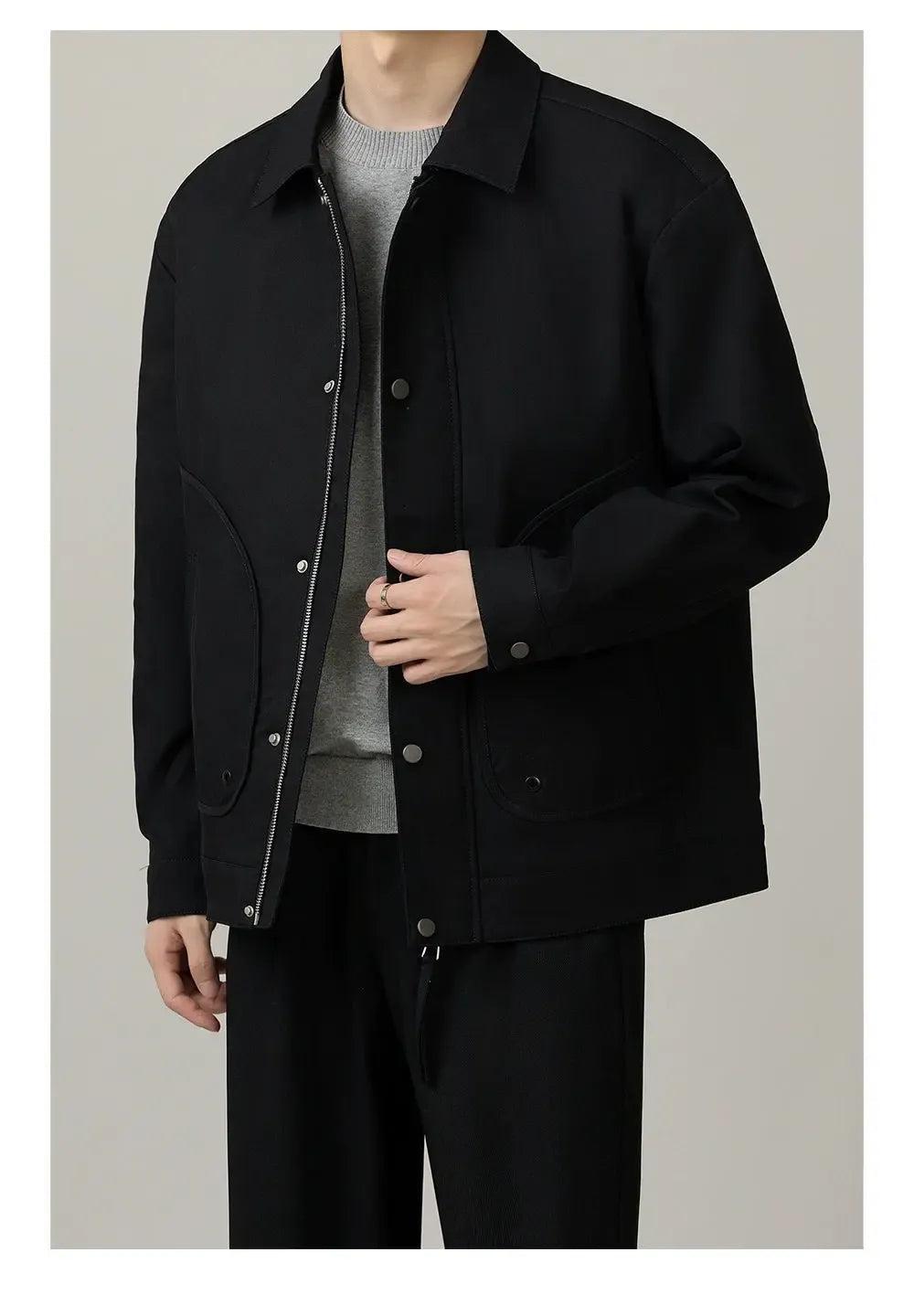Zhou Curve Shaped Pocket Jacket-korean-fashion-Jacket-Zhou's Closet-OH Garments