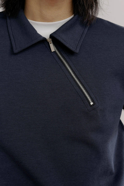 Zhou Diagonal Half-Zip Polo-korean-fashion-Polo-Zhou's Closet-OH Garments
