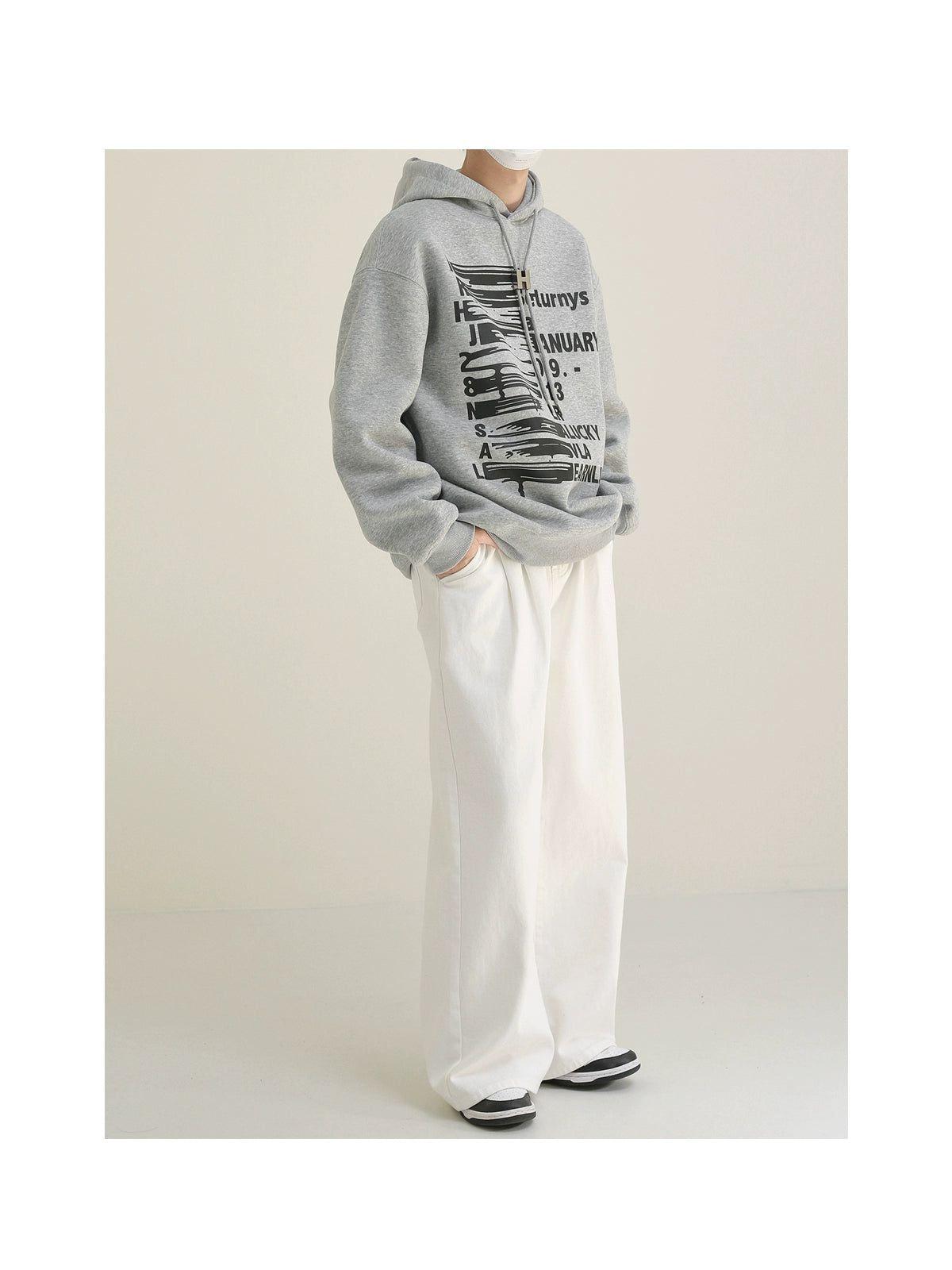 Zhou Distorted Text Print Hoodie-korean-fashion-Hoodie-Zhou's Closet-OH Garments