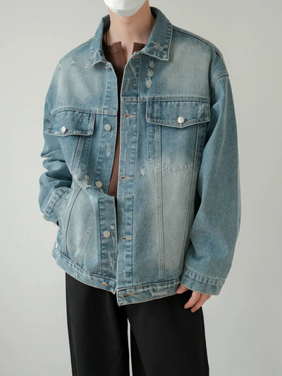 Zhou Distressed Fade Denim Jacket-korean-fashion-Jacket-Zhou's Closet-OH Garments