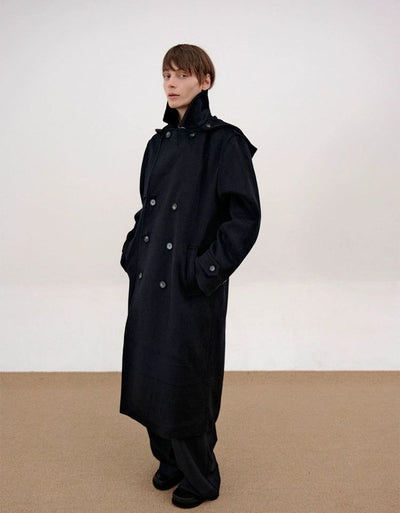 Zhou Double Breasted Hooded Long Coat-korean-fashion-Long Coat-Zhou's Closet-OH Garments