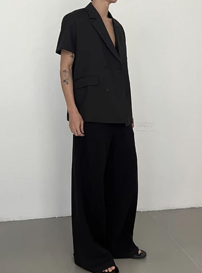 Zhou Double-Breasted Short Sleeve Blazer-korean-fashion-Blazer-Zhou's Closet-OH Garments