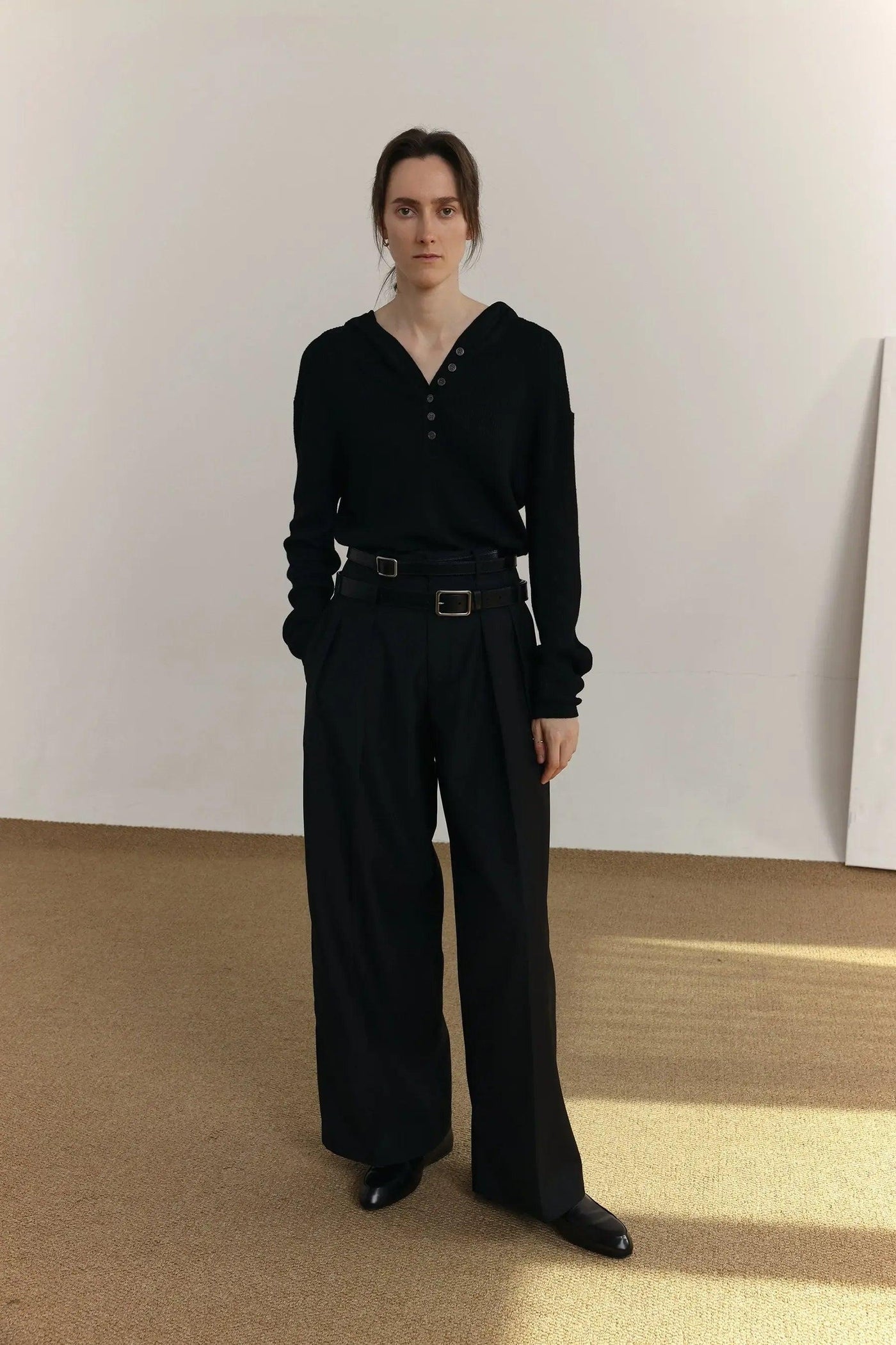 Zhou Double Waist Line Pleated Trousers-korean-fashion-Trousers-Zhou's Closet-OH Garments