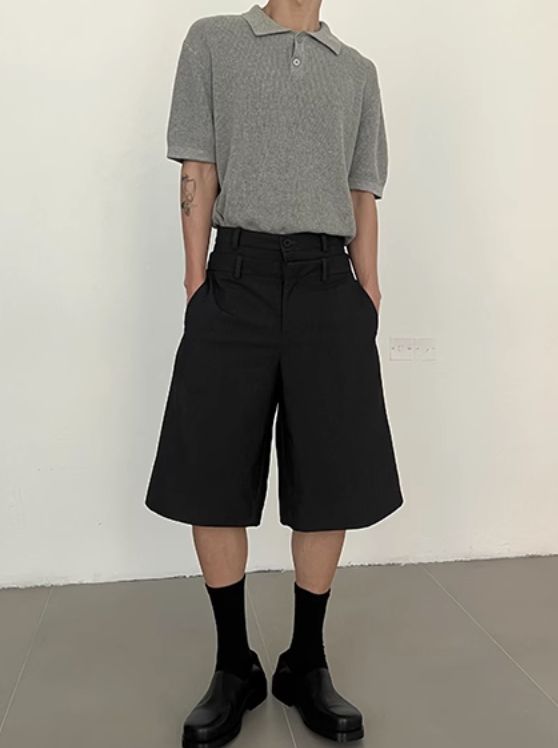 Zhou Double-Waisted Plain Shorts-korean-fashion-Shorts-Zhou's Closet-OH Garments