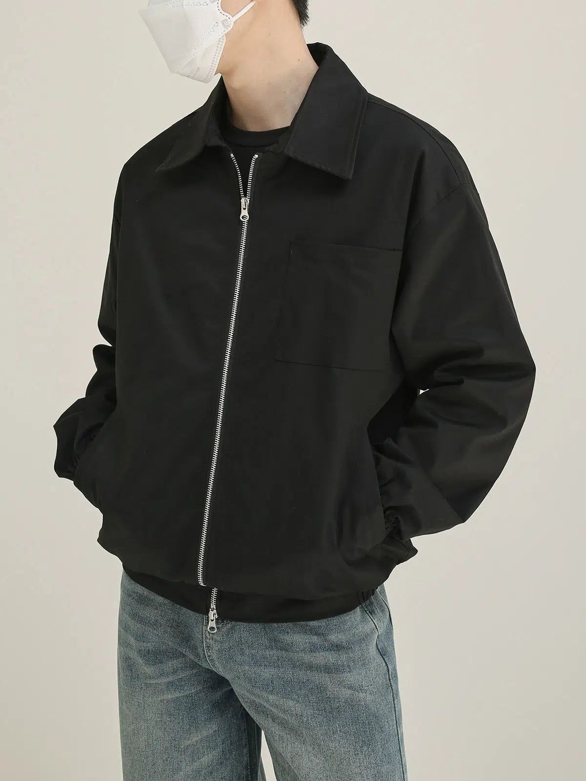 Zhou Double Zip Front Pocket Jacket-korean-fashion-Jacket-Zhou's Closet-OH Garments