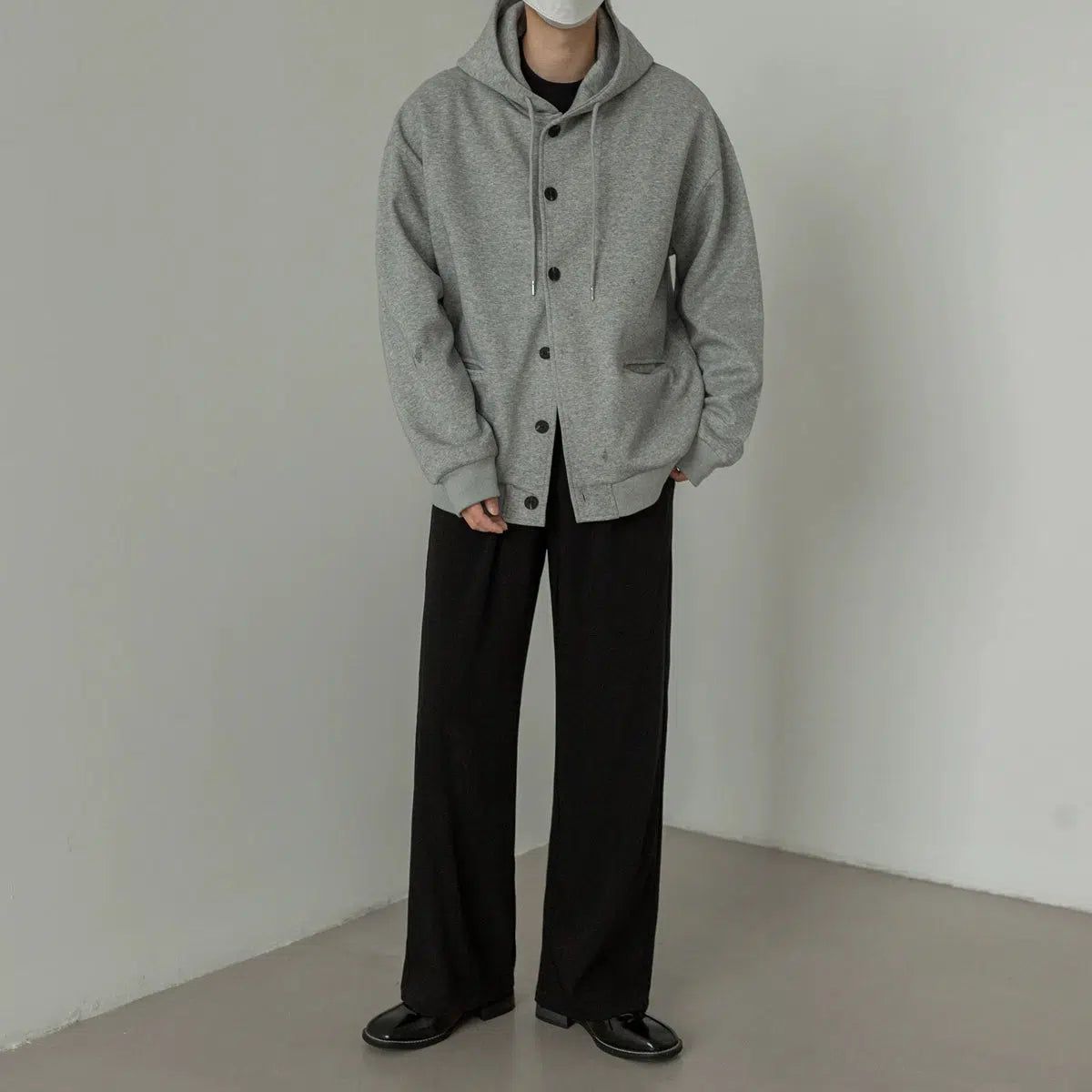 Zhou Drawscords Button Front Hoodie-korean-fashion-Hoodie-Zhou's Closet-OH Garments