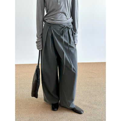 Zhou Drawstring Fold Pleats Trousers-korean-fashion-Trousers-Zhou's Closet-OH Garments