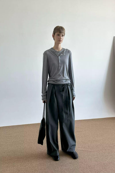 Zhou Drawstring Fold Pleats Trousers-korean-fashion-Trousers-Zhou's Closet-OH Garments