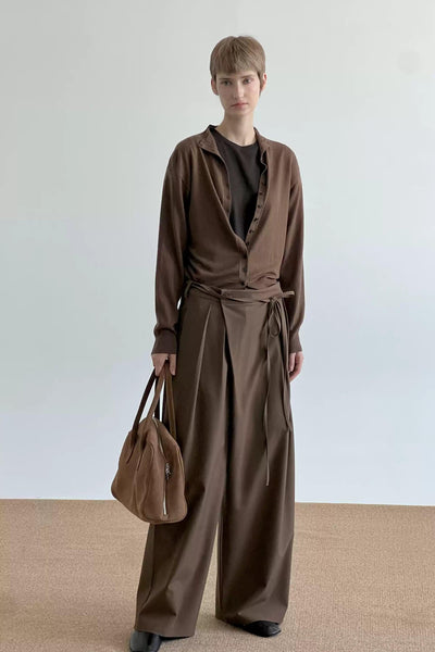 Zhou Drawstring Fold Pleats Trousers-korean-fashion-Trousers-Zhou's Closet-OH Garments