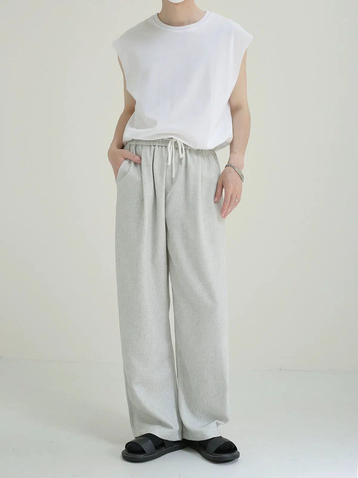 Zhou Drawstring Relaxed Fit Trousers-korean-fashion-Trousers-Zhou's Closet-OH Garments