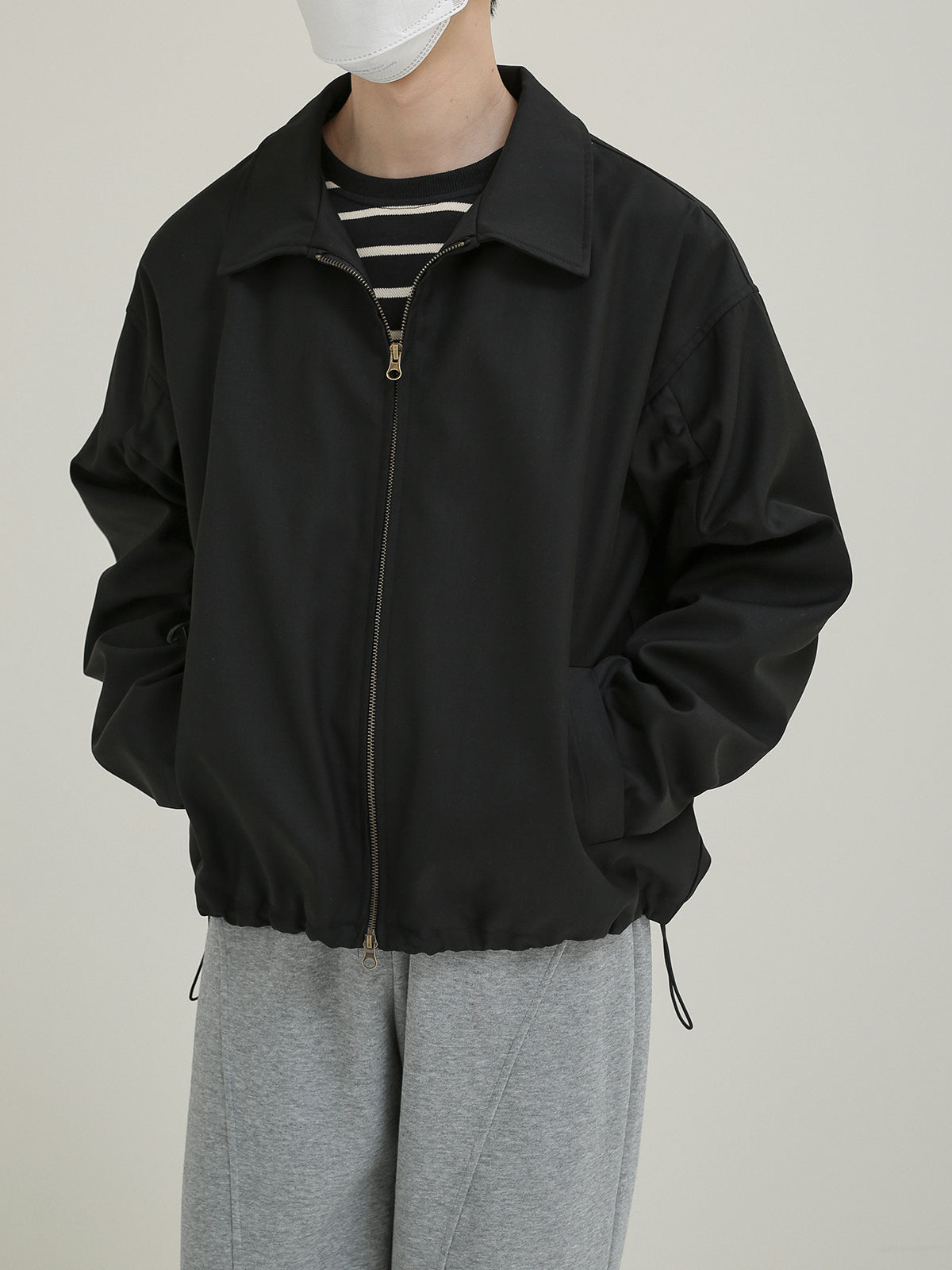 Zhou Drawstring Sleeve Bomber Jacket-korean-fashion-Jacket-Zhou's Closet-OH Garments