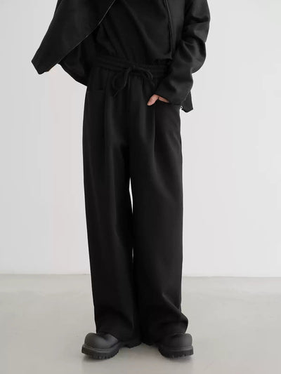 Zhou Drawstring Waist Wide Leg Sweatpants-korean-fashion-Pants-Zhou's Closet-OH Garments