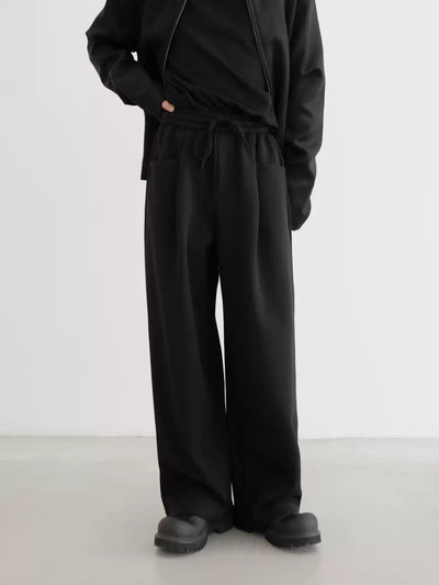 Zhou Drawstring Waist Wide Leg Sweatpants-korean-fashion-Pants-Zhou's Closet-OH Garments