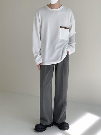 Zhou Drop Front Pocket Long Sleeves T-Shirt-korean-fashion-T-Shirt-Zhou's Closet-OH Garments