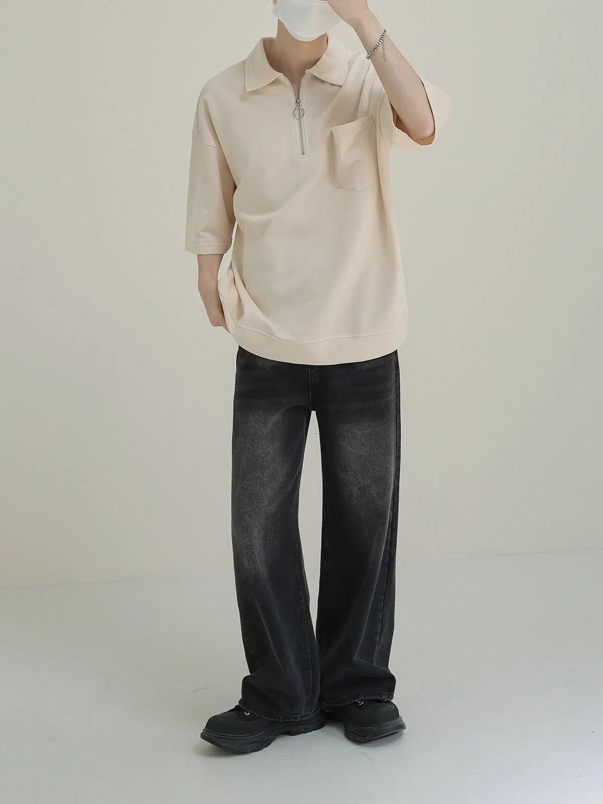 Zhou Drop Shoulder Comfty Half-Zip-korean-fashion-Half-Zip-Zhou's Closet-OH Garments