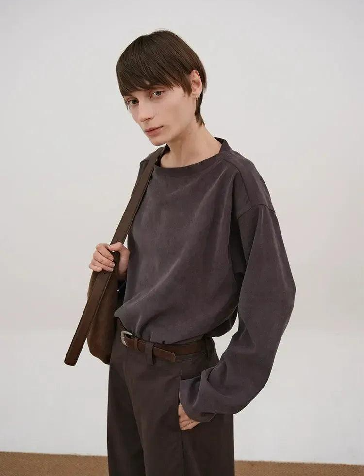 Zhou Drop Shoulder Long Sleeve T-Shirt-korean-fashion-T-Shirt-Zhou's Closet-OH Garments