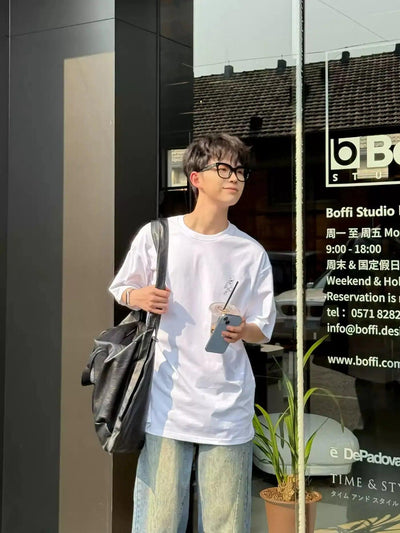 Zhou Drop Shoulder Three-Quarter Sleeve T-Shirt-korean-fashion-T-Shirt-Zhou's Closet-OH Garments