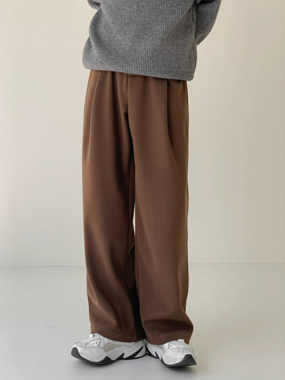 Zhou Elastic Fold Pleats Straight Pants-korean-fashion-Pants-Zhou's Closet-OH Garments