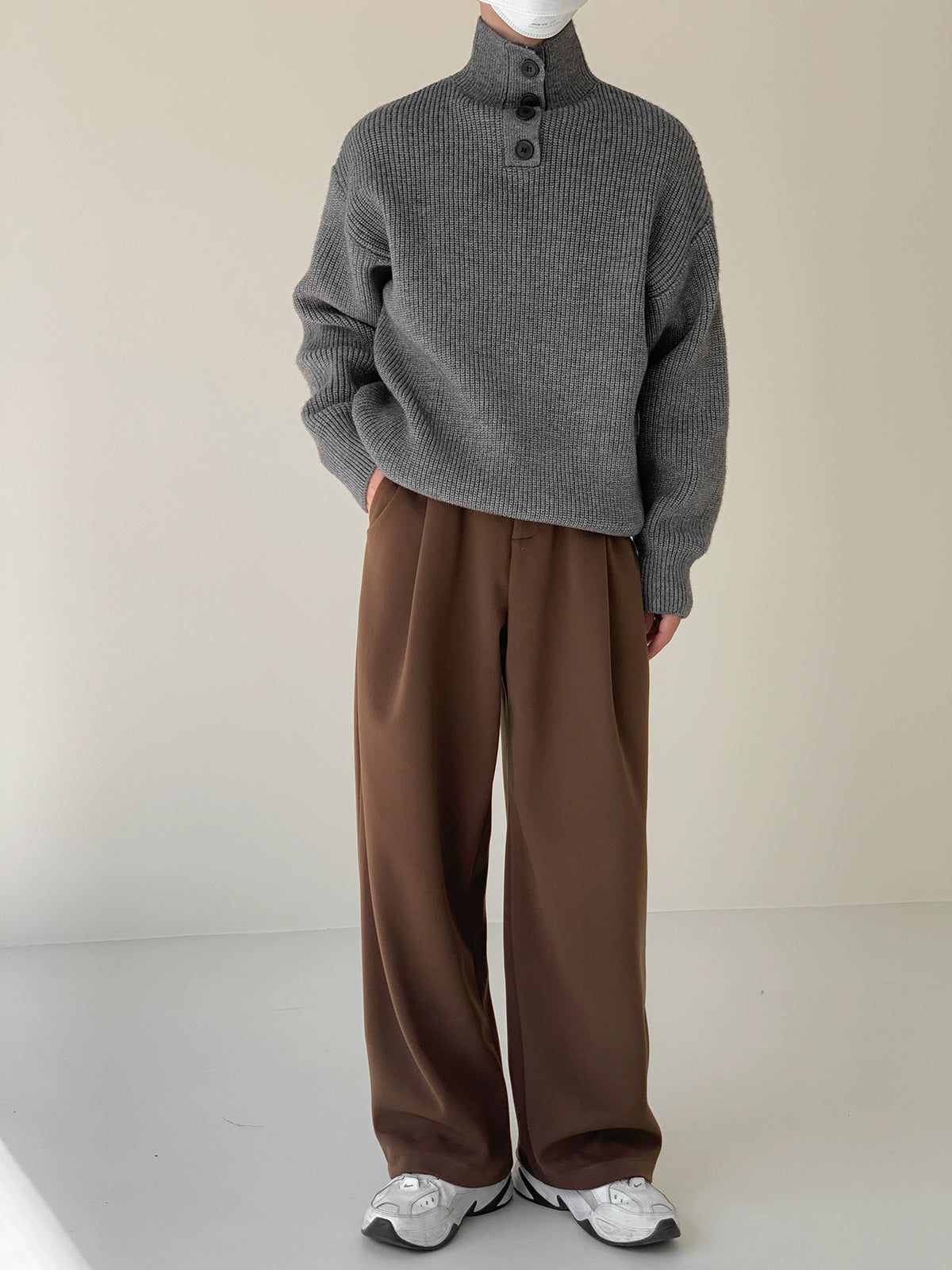 Zhou Elastic Fold Pleats Straight Pants-korean-fashion-Pants-Zhou's Closet-OH Garments