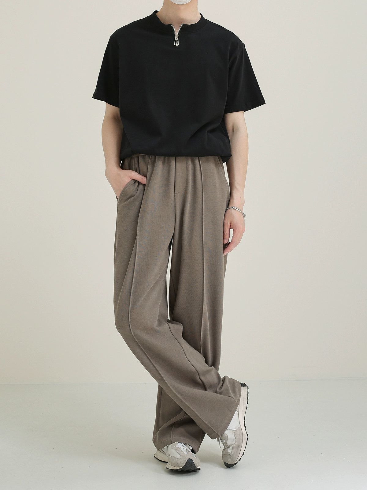 Zhou Elastic Seam Detail Sweatpants-korean-fashion-Pants-Zhou's Closet-OH Garments
